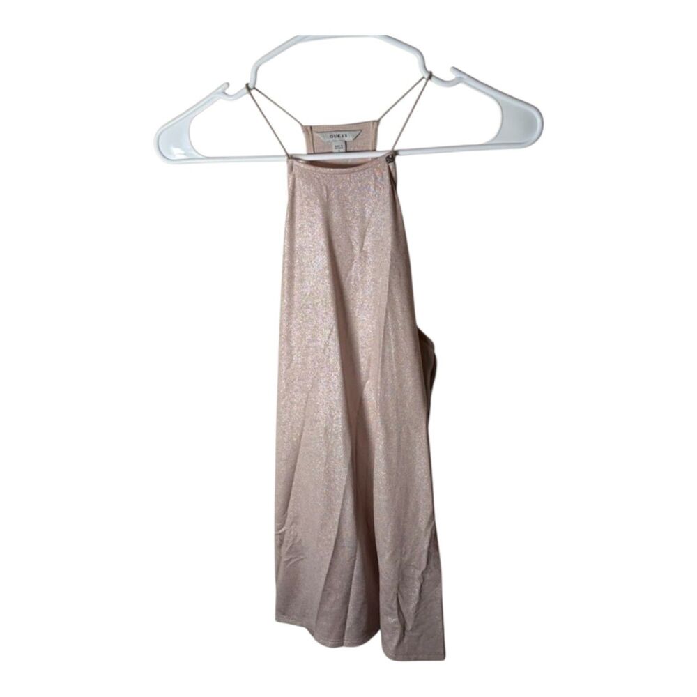 Guess Tank Top Women's Small Pink Metallic Sleeveless Casual Shirt Basic